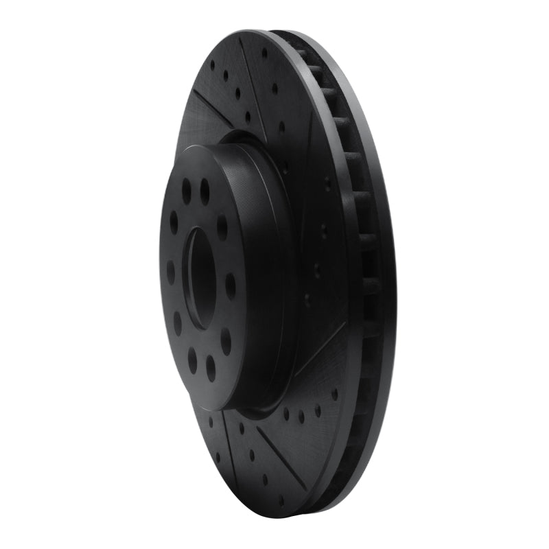 R1 14-20 Cadillac CT6 Front Right Drilled & Slotted Black Brake Rotor