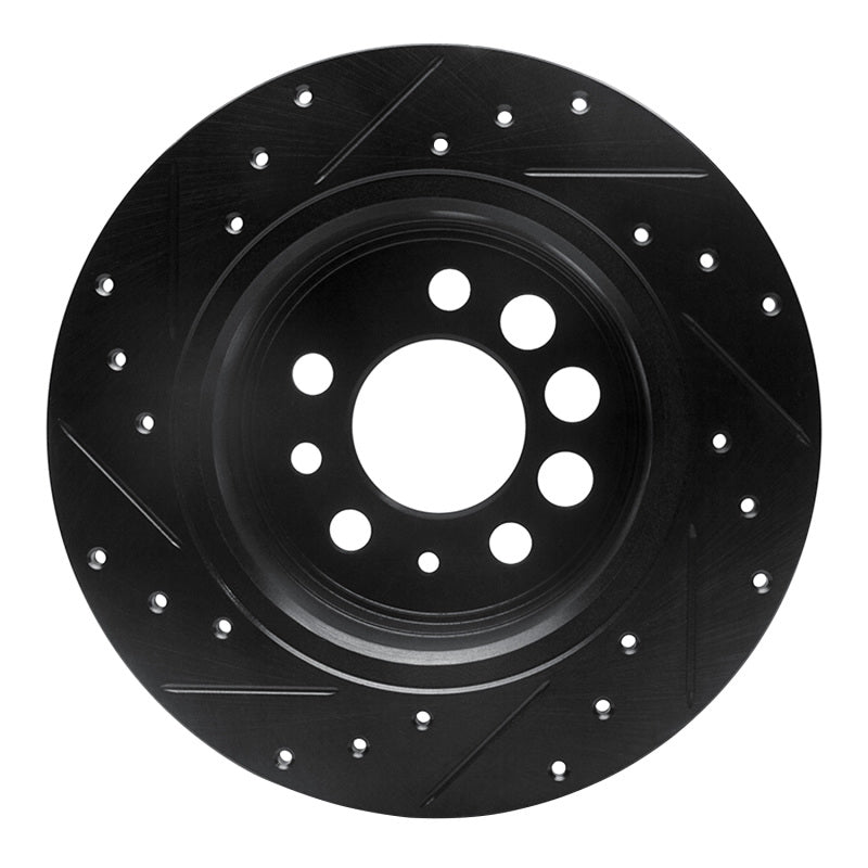 R1 74-95 Volvo 244 Rear Right Drilled & Slotted Black Brake Rotor