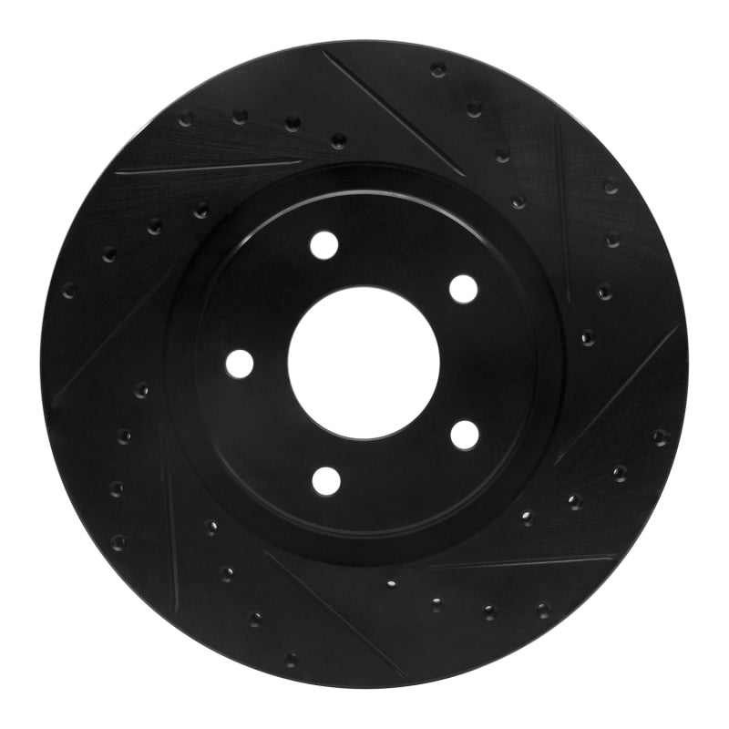 R1 98-06 Jaguar XKR Front Right Drilled & Slotted Black Brake Rotor