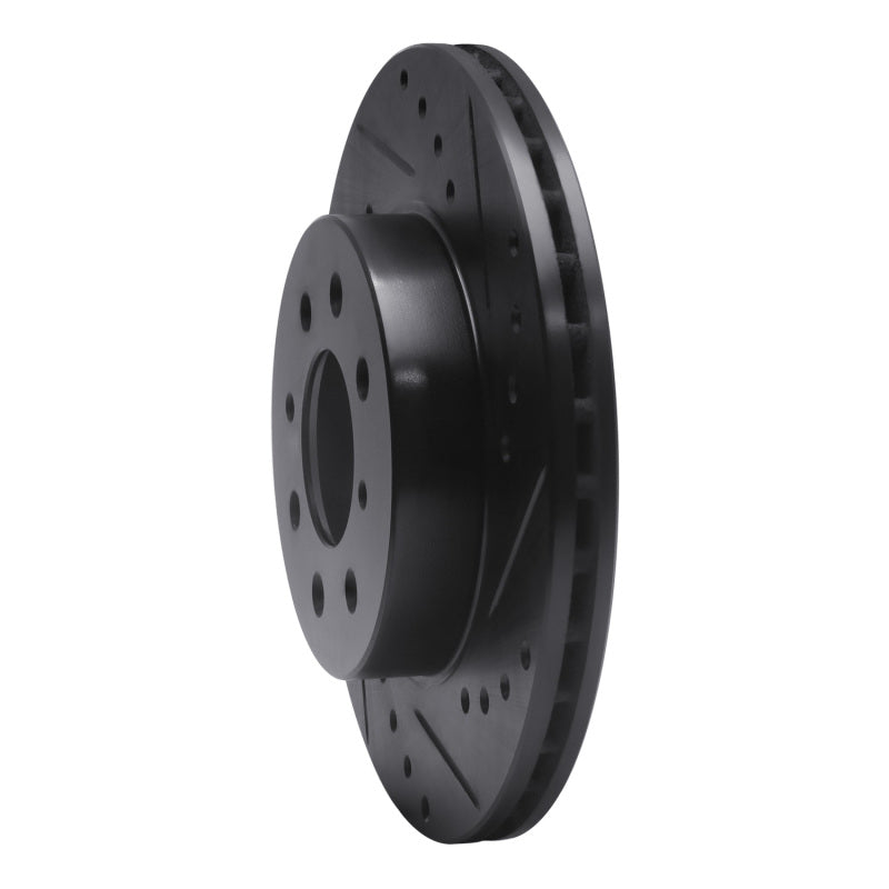 R1 88-91 Honda Accord Sedan Front Right Drilled & Slotted Black Brake Rotor