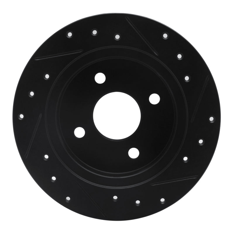 R1 91-98 Saturn SC2 Rear Left Drilled & Slotted Black Brake Rotor