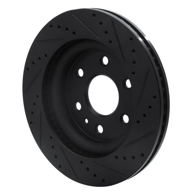 R1 07-17 Buick Enclave Front Left Drilled & Slotted Black Brake Rotor