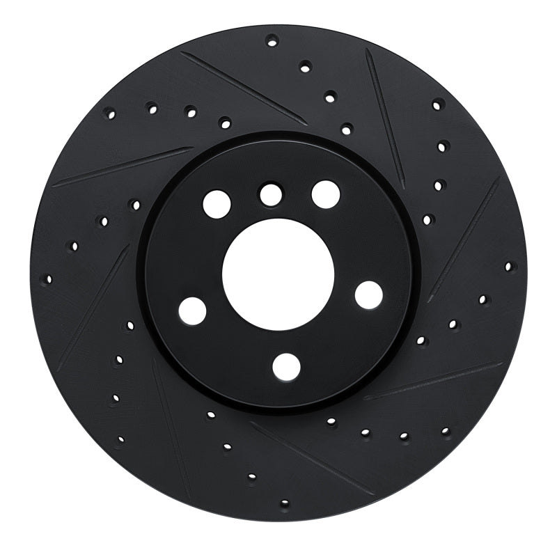 R1 16-24 Mini Cooper (Excl Clubman) Front Right Drilled & Slotted Black Brake Rotor