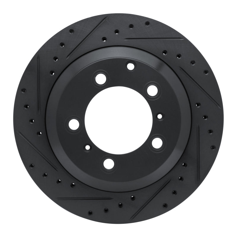 R1 -23 Porsche Cayenne Rear Left Drilled & Slotted Black Brake Rotor
