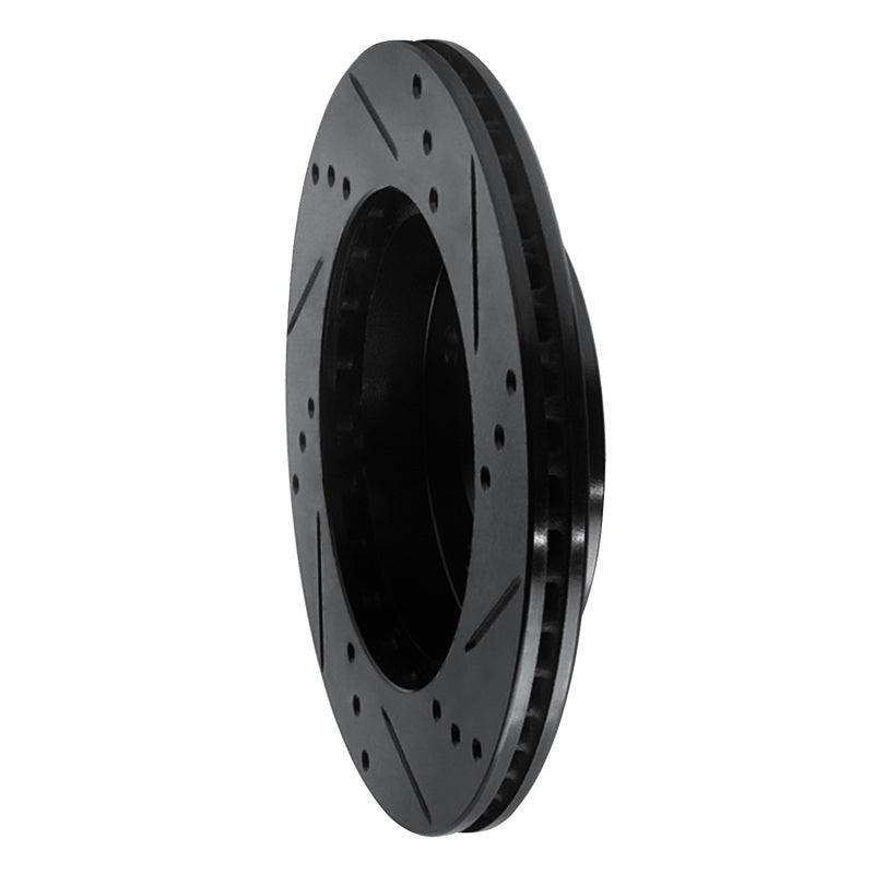 R1 91-02 Saturn SL1 Front Left Drilled & Slotted Black Brake Rotor