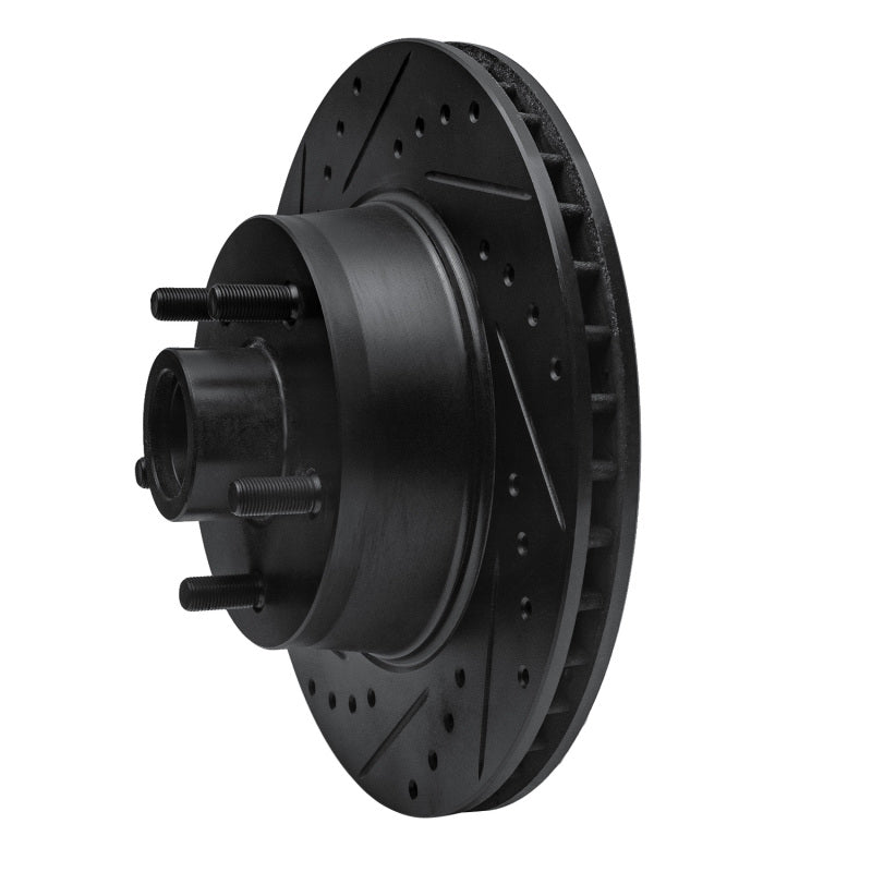 R1 68-73 Ford Mustang Front Left Drilled & Slotted Black Brake Rotor