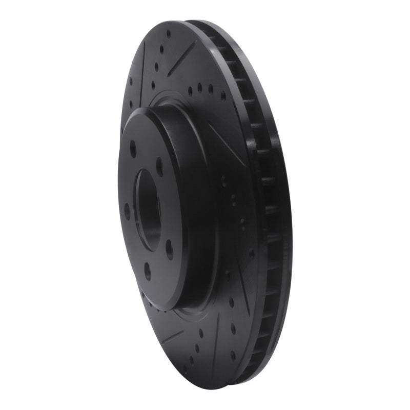 R1 05-23 Chrysler 300 Front Left Drilled & Slotted Black Brake Rotor