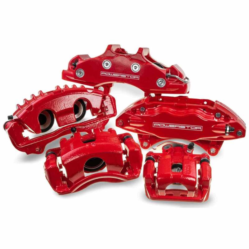 Power Stop 11-16 Chevrolet Silverado 3500 HD Rear Red Calipers - Pair