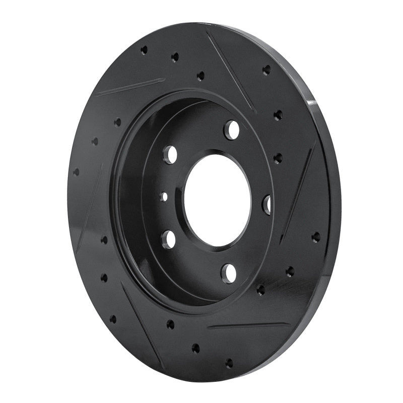 R1 04-16 Buick Allure Rear Left Drilled & Slotted Black Brake Rotor
