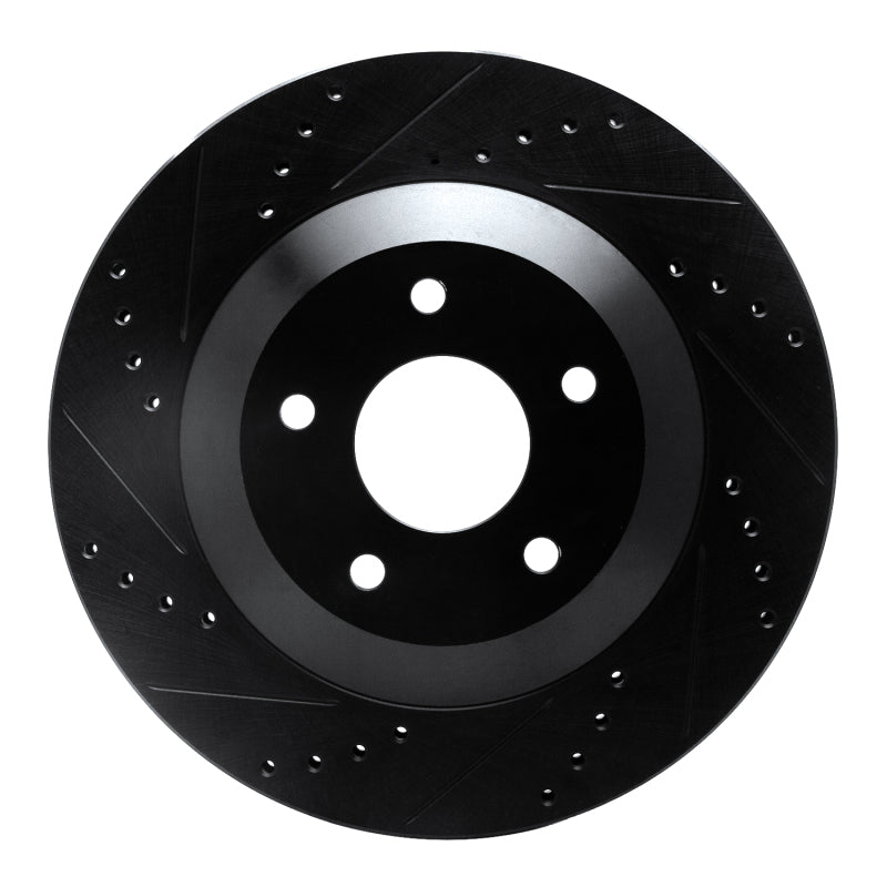 R1 97-09 Cadillac XLR Right Front Drilled & Slotted Black Brake Rotor
