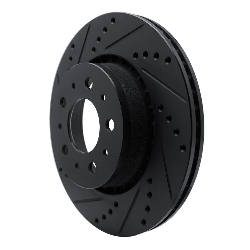 R1 82-92 Volvo 940 Front Left Drilled & Slotted Black Brake Rotor