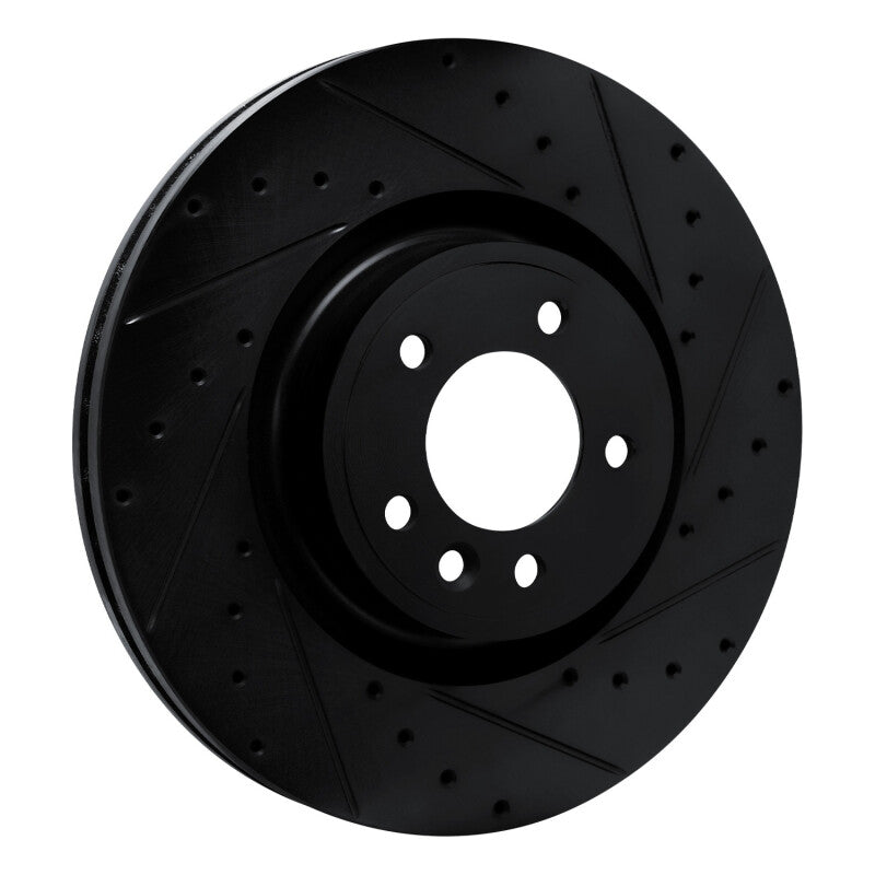 R1 18-24 Land Rover Range Rover Front Right Drilled & Slotted Black Brake Rotor