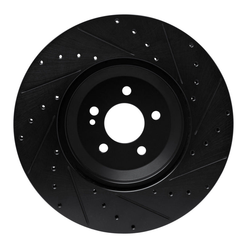 R1 17-23 Mercedes-Benz E43 AMG Rear Left Drilled & Slotted Black Brake Rotor