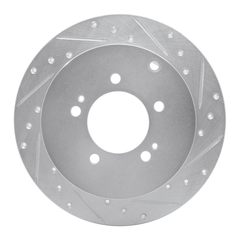 R1 07-15 Mitsubishi Lancer Rear Right Drilled & Slotted Silver Brake Rotor