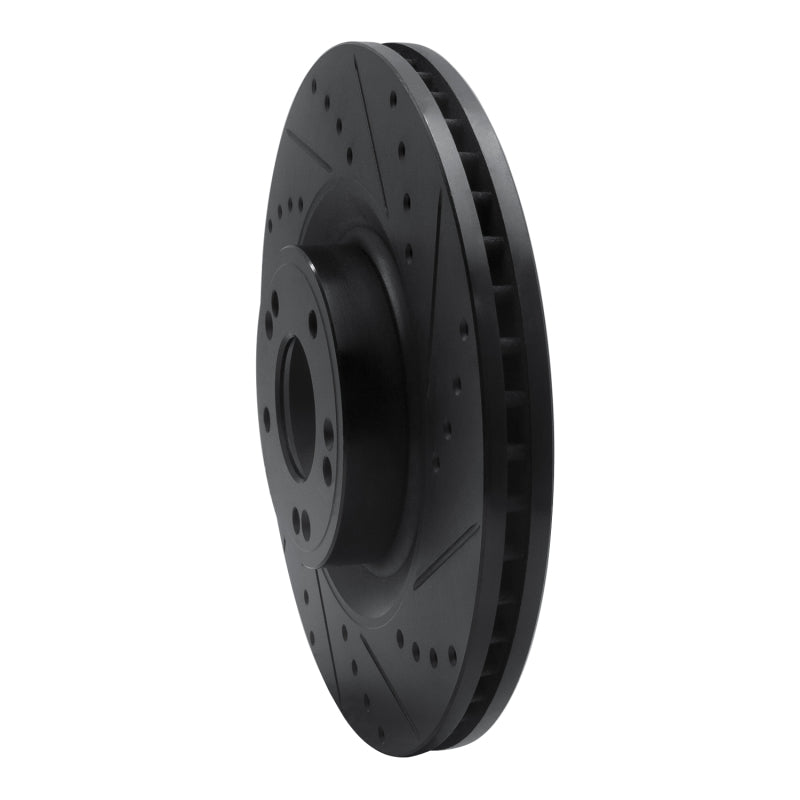 R1 11-17 Genesis G80 Front Right Drilled & Slotted Black Brake Rotor