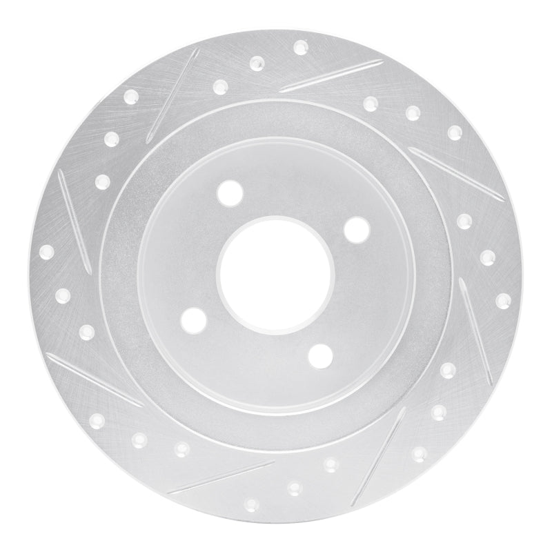 R1 02-04 Ford Focus Rear Right Drilled & Slotted Silver Brake Rotor
