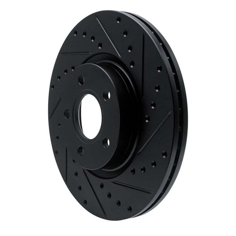 R1 04-19 Ford C-MAX Front Right Drilled & Slotted Black Brake Rotor