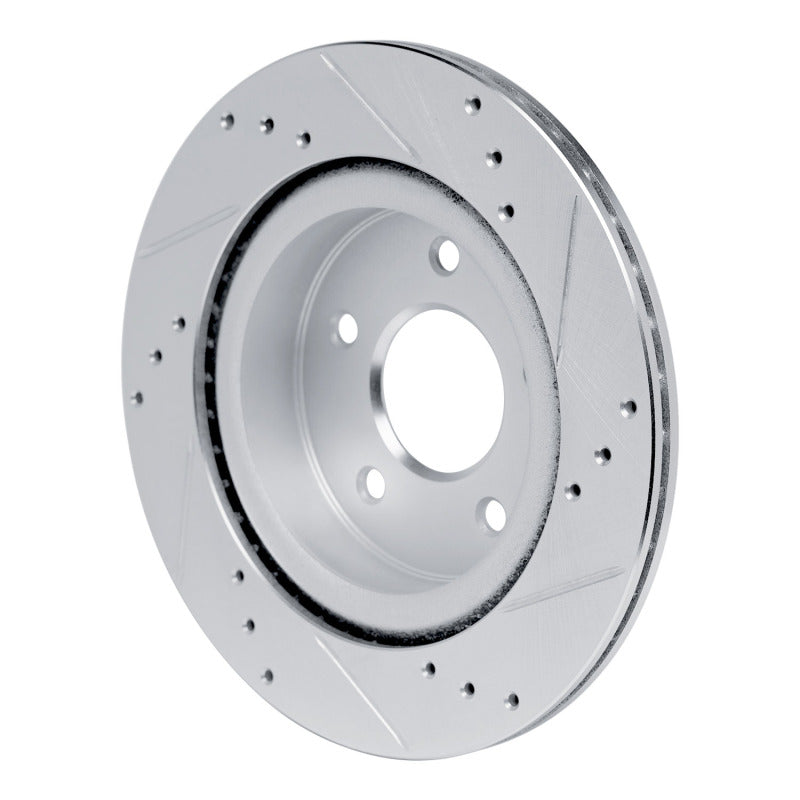 R1 17-25 Nissan Rogue Rear Left Drilled & Slotted Silver Brake Rotor
