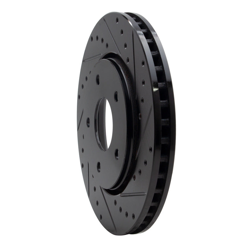 R1 08-16 Chrysler Town & Country Front Right Drilled & Slotted Black Brake Rotor
