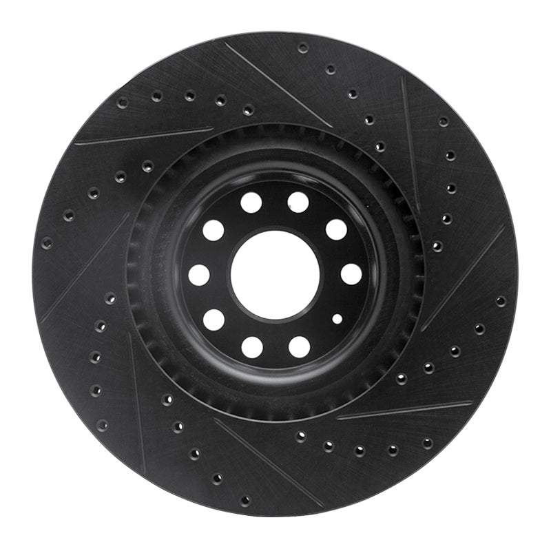 R1 06-13 Audi S3 (Mexico) Front Left Drilled & Slotted Black Brake Rotor