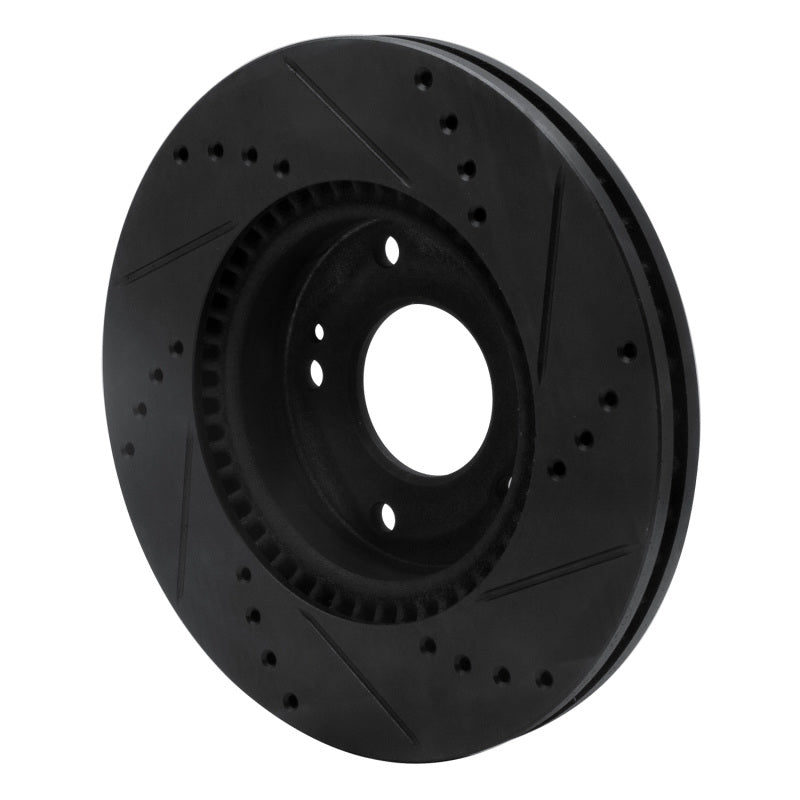 R1 03-13 Hyundai Tucson Front Left Drilled & Slotted Black Brake Rotor