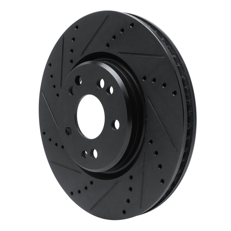 R1 94-02 Mercedes-Benz SL500 Right Front Drilled & Slotted Black Brake Rotor