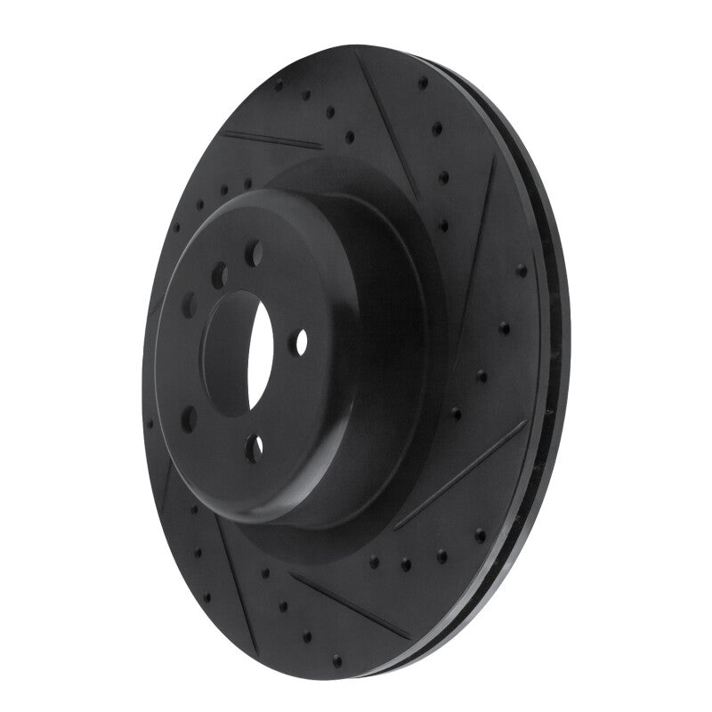 R1 10-14 BMW X6 Rear Right Drilled & Slotted Black Brake Rotor