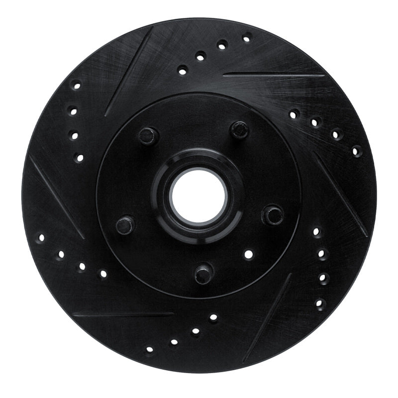 R1 82-87 Volvo 740 Front Left Drilled & Slotted Black Brake Rotor