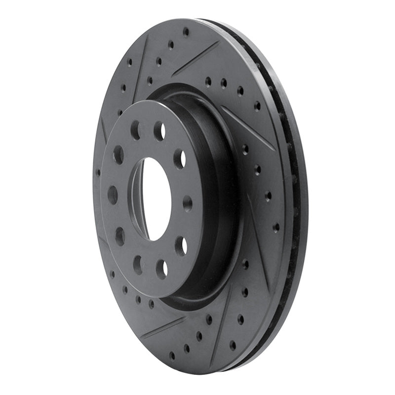 R1 05-15 Volkswagen BORA (Mexico) Front Left Drilled & Slotted Black Brake Rotor