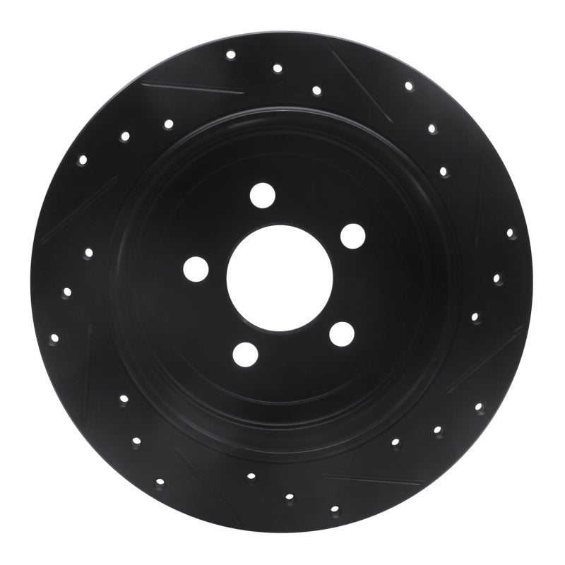 R1 07-12 Dodge Nitro Rear Left Drilled & Slotted Black Brake Rotor