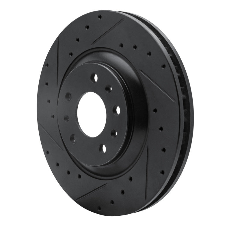 R1 04-08 Cadillac CTS Front Left Drilled & Slotted Black Brake Rotor