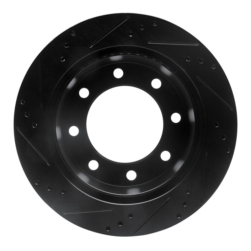R1 99-05 Ford F-350 Super Duty 2WD Rear Right Drilled & Slotted Black Brake Rotor