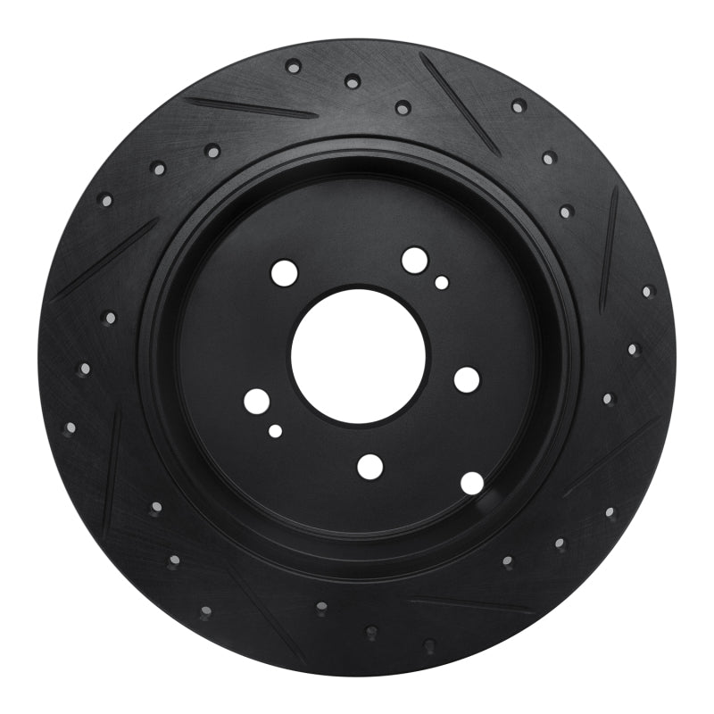 R1 04-11 Mitsubishi Grandis (Mexico) Rear Left Drilled & Slotted Black Brake Rotor