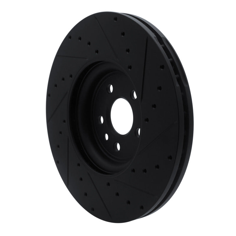 R1 2017-2020 Jaguar F-Pace Front Left Drilled & Slotted Black Brake Rotor