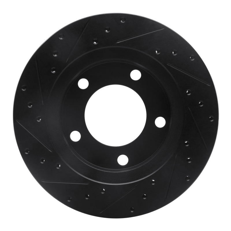 R1 76-86 Jeep CJ5 Front Right Drilled & Slotted Black Brake Rotor