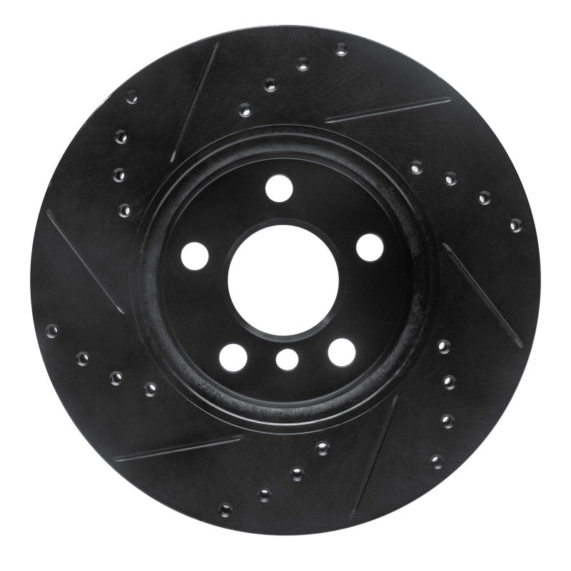 R1 14-21 Mini Cooper Clubman Front Right Drilled & Slotted Black Brake Rotor
