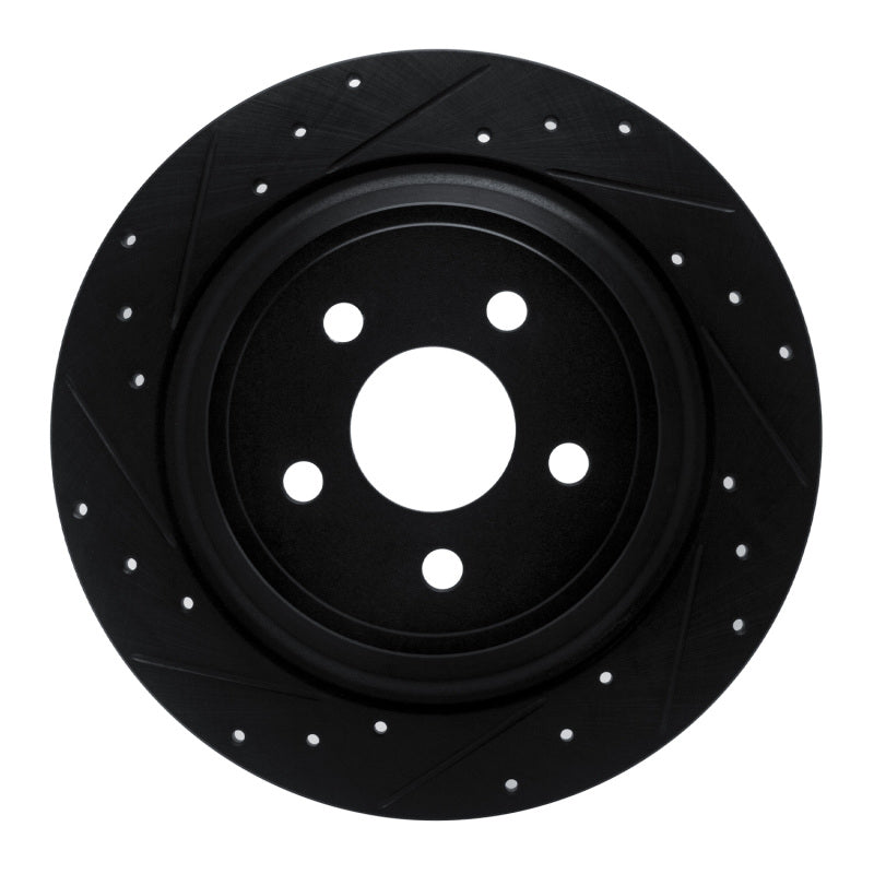 R1 15-24 Ford Fusion Rear Left Drilled & Slotted Black Brake Rotor