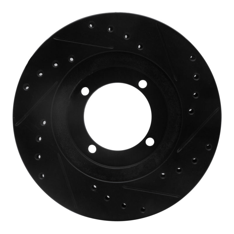 R1 92-98 Hyundai Tiburon Front Left Drilled & Slotted Black Brake Rotor