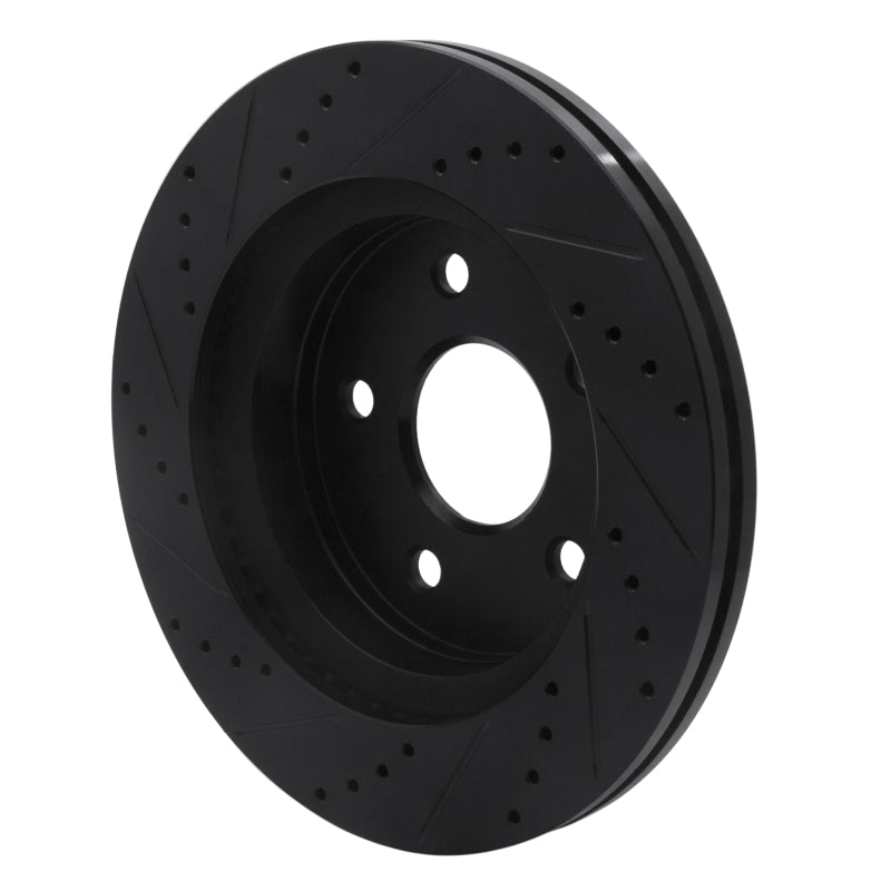 R1 02-24 Chrysler ASPEN Front Right Drilled & Slotted Black Brake Rotor