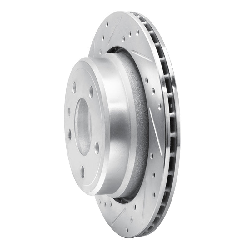 R1 88-94 BMW 740I Rear Left Drilled & Slotted Silver Brake Rotor