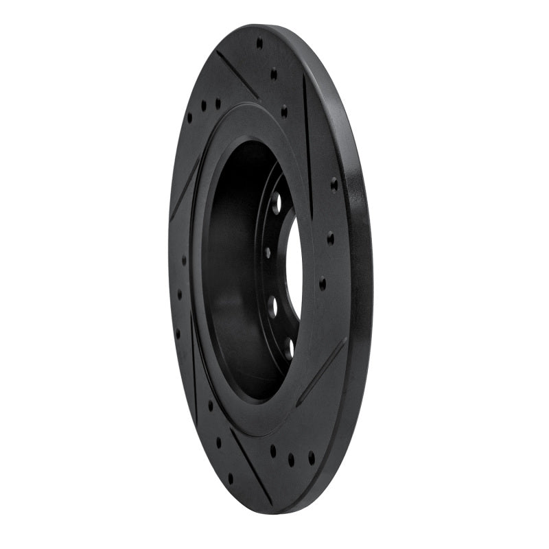 R1 06-10 Pontiac Solstice Rear Left Drilled & Slotted Black Brake Rotor