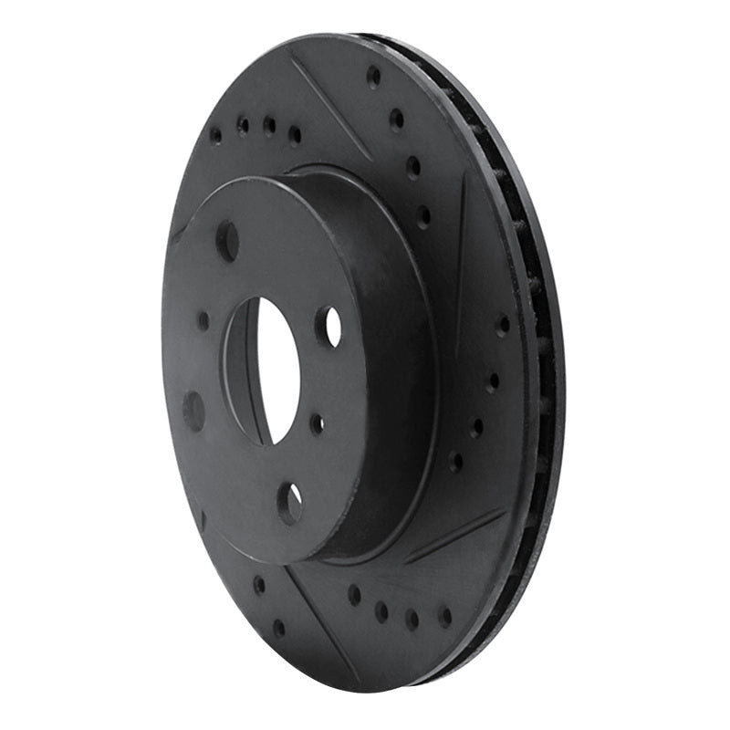 R1 85-88 Chevrolet Nova Front Right Drilled & Slotted Black Brake Rotor