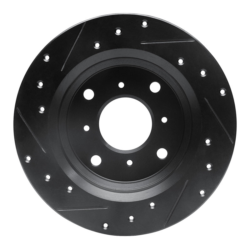 R1 86-96 Acura Legend Rear Right Drilled & Slotted Black Brake Rotor