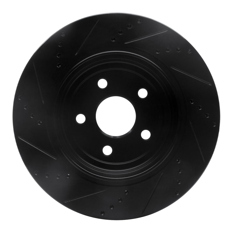 R1 12-25 Dodge Durango Rear Right Drilled & Slotted Black Brake Rotor