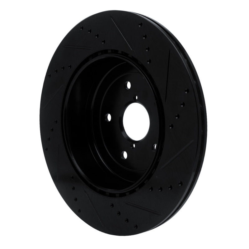 R1 18-25 Subaru WRX Rear Left Drilled & Slotted Black Brake Rotor