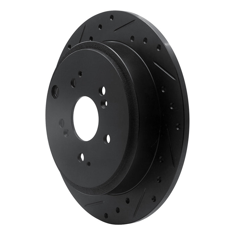 R1 01-08 Acura MDX Rear Left Drilled & Slotted Black Brake Rotor