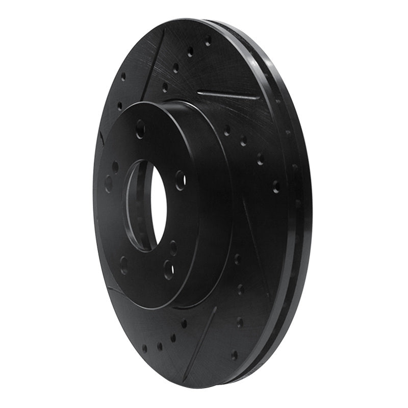 R1 89-99 Infiniti I30 Front Left Drilled & Slotted Black Brake Rotor