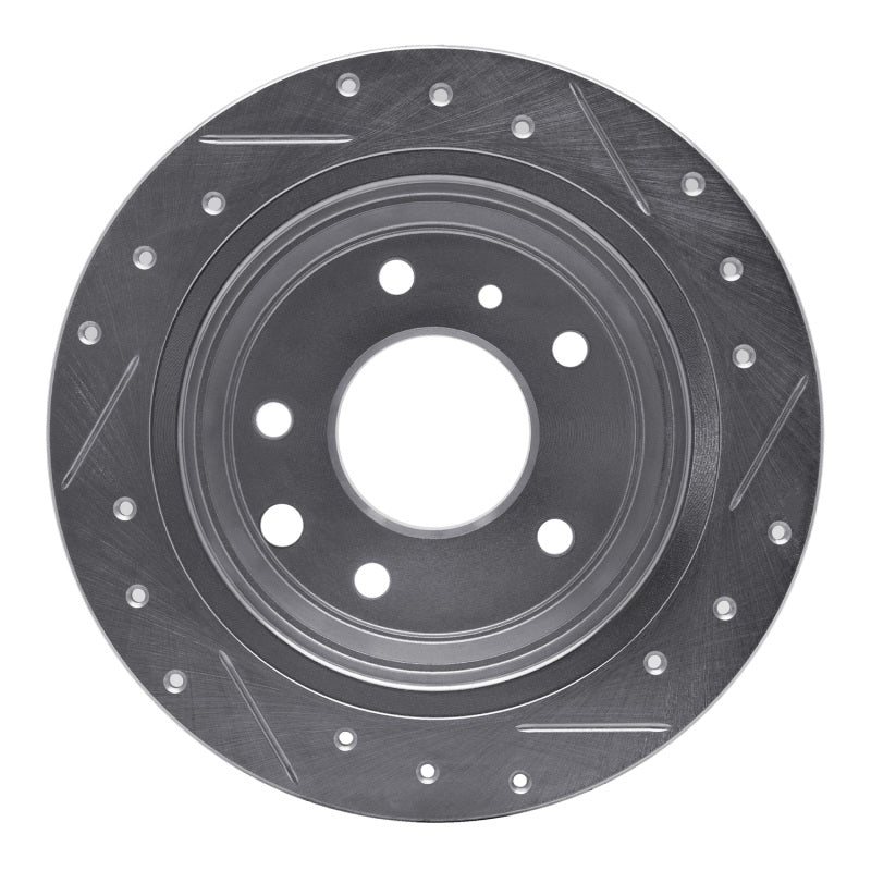 R1 86-89 Jaguar XJ6 Rear Left Drilled & Slotted Silver Brake Rotor