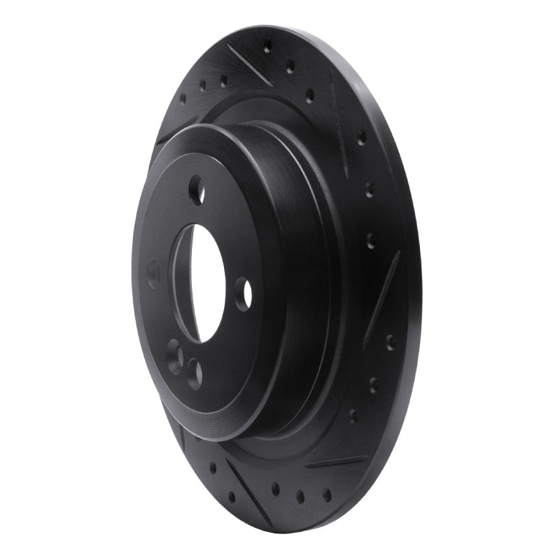 R1 09-14 Mini Cooper (Excl Clubman) Rear Right Drilled & Slotted Black Brake Rotor