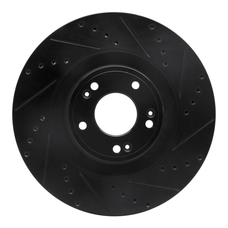 R1 11-17 Genesis G80 Front Right Drilled & Slotted Black Brake Rotor